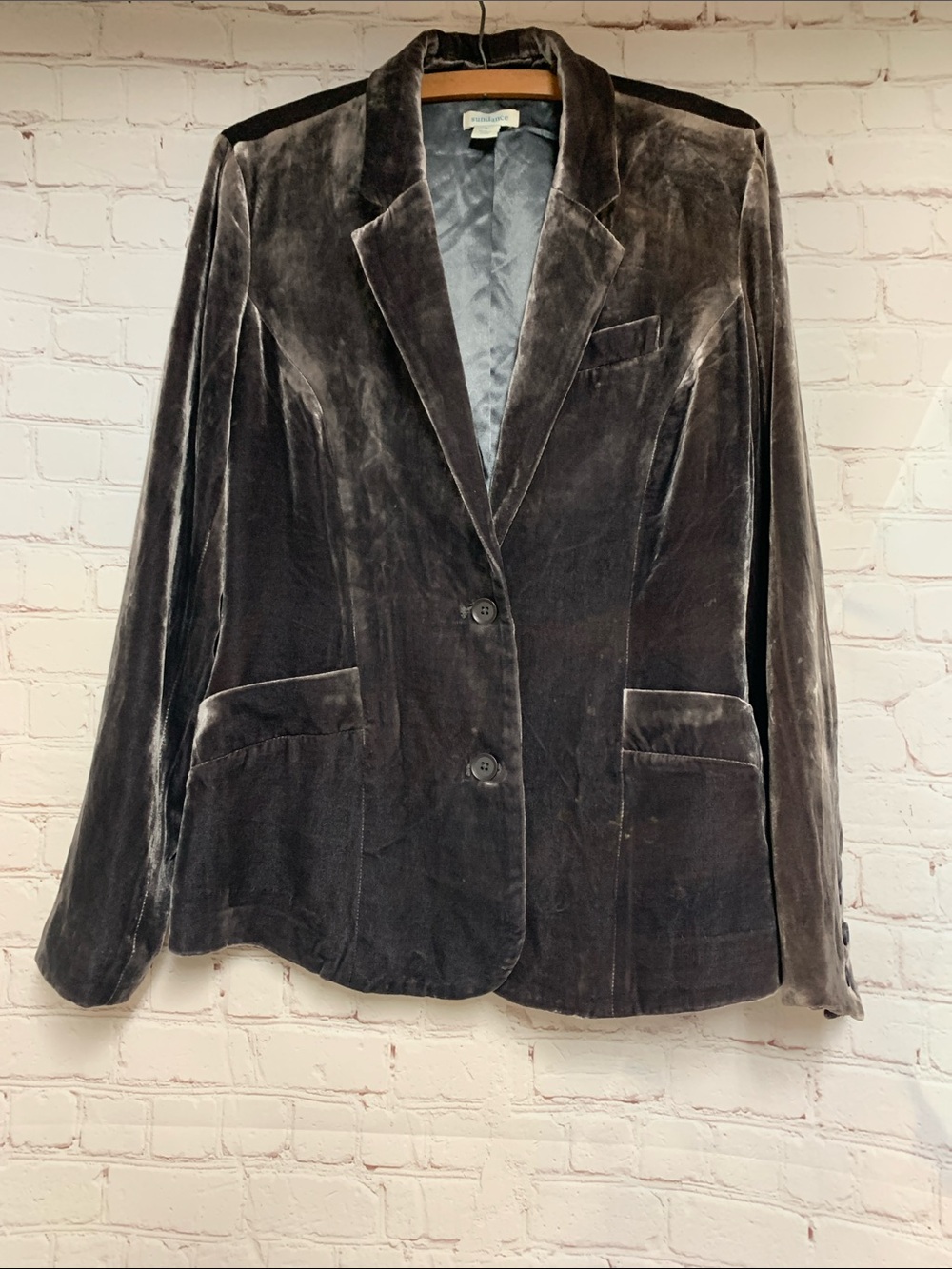 Sundance Gray Iridescent Velvet Blazer Size 4 36” - Picture 3 of 6